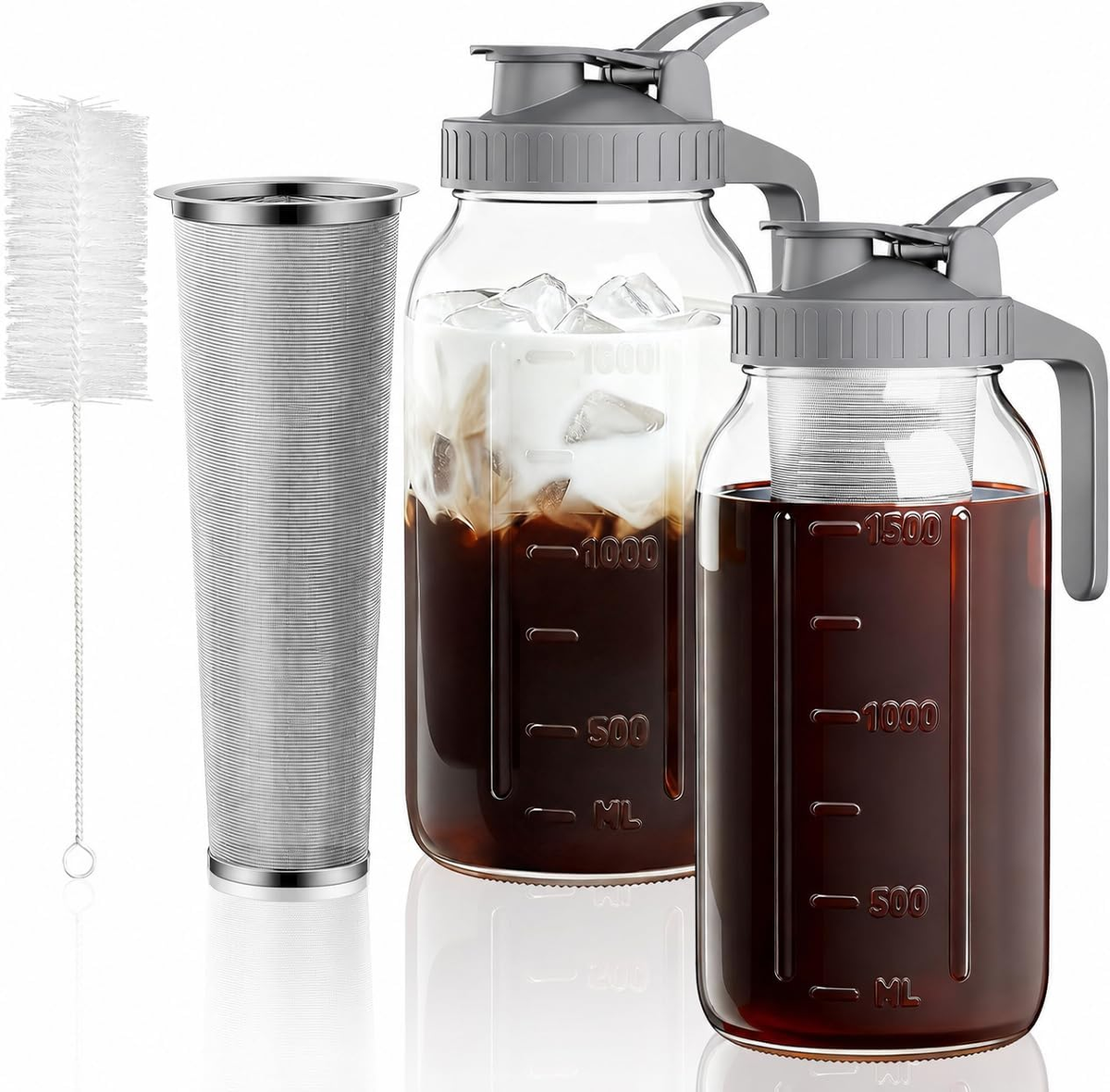 64 oz Cold Brew Coffee Maker & Pitcher with Stainless Steel Filter